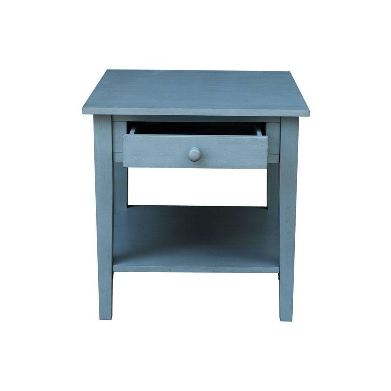 International Concepts Spencer End Table Antique Ocean Blue: Hardwood Frame, 25" High, Square Shape, Spot Clean