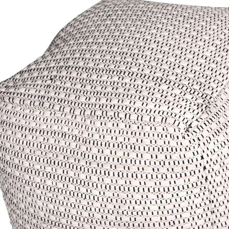 Hakim Square Handwoven Pouf Ivory - Steve Silver Co.: Wool & Cotton, No Assembly Required