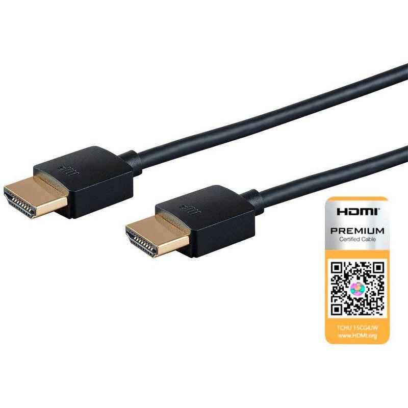 Monoprice HDMI Cable - 1 Feet - Black| Certified Premium, 4K@60Hz, HDR, 18Gbps, 36AWG, YUV, 4:4:4, Compatible with UHD TV and More - Ultra Slim Series