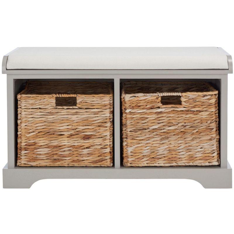 Freddy Wicker Storage Bench - AMH5736 - Vintage Grey - Safavieh