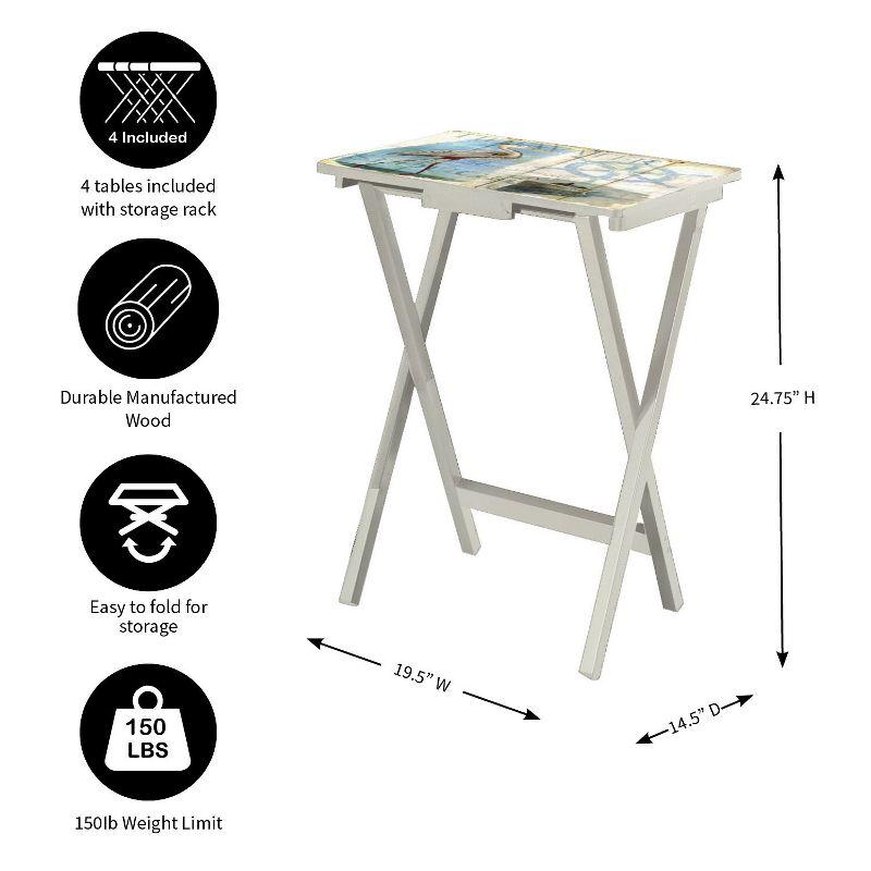 Evergreen TV Tray S/4 with Stand, Shore Birds