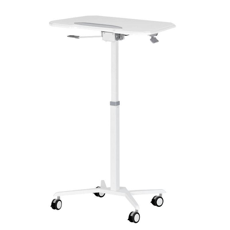 White Adjustable Height Mobile Laptop Stand with Steel Frame