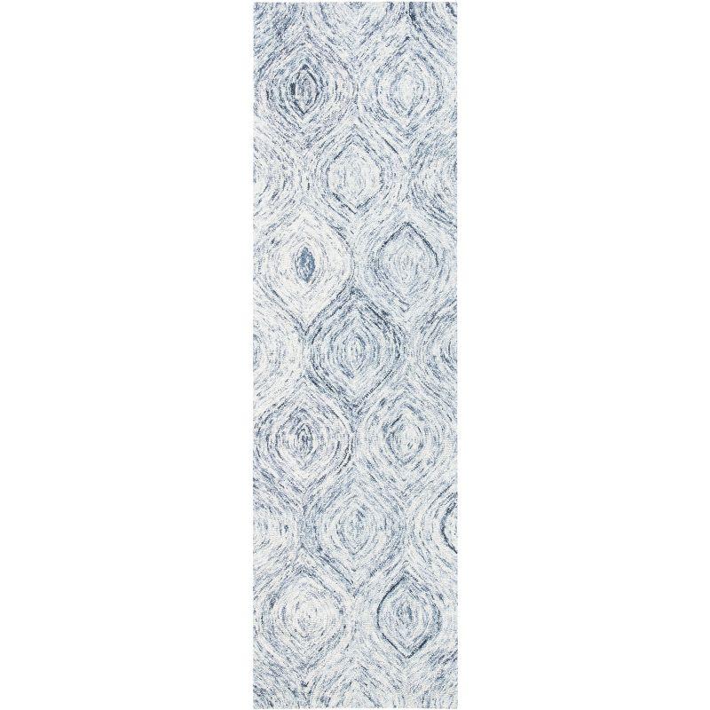 Silver and Grey Hand-Tufted Wool Ikat Runner Rug