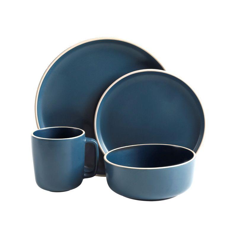 Gibson Home Zuma 16-Piece Round Matte Stoneware Dinnerware Set Black
