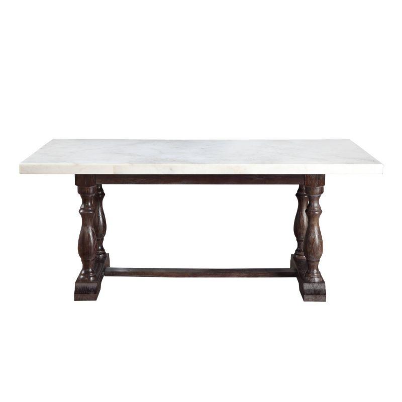 Kelly Clarkson Home Concert Marble Top Dining Table in White and Weathered Espresso