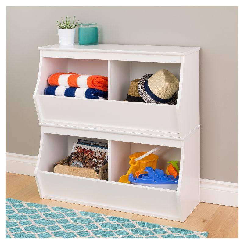 White Wooden Kids Storage Cubby with 4 Bins