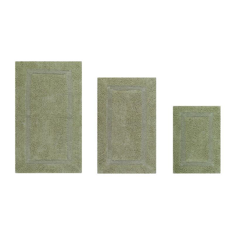 Better Trends Lux 100% Cotton Tufted Solid Reversible Bath Rug Set 3 PC (17" x 24" | 21" x 34" | 24" x 40") - Sage