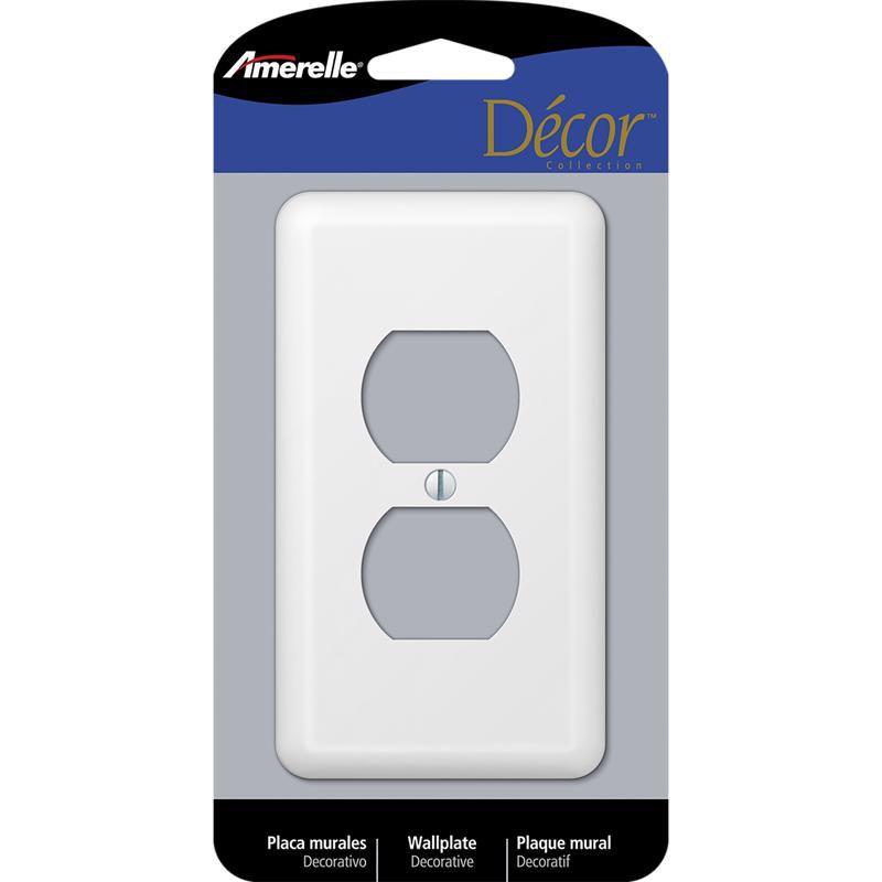 Amerelle White Stamped Steel Duplex Wall Plate