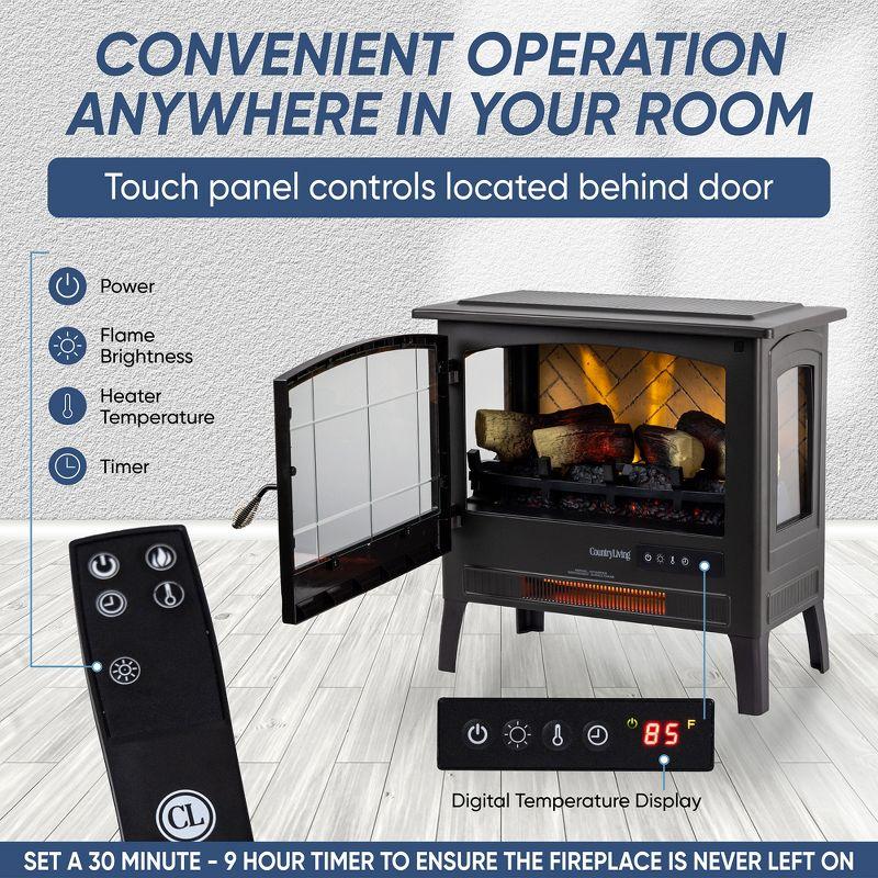 Country Living Smart Infrared Electric Fireplace Stove Heater, Alexa and Google Home Compatible