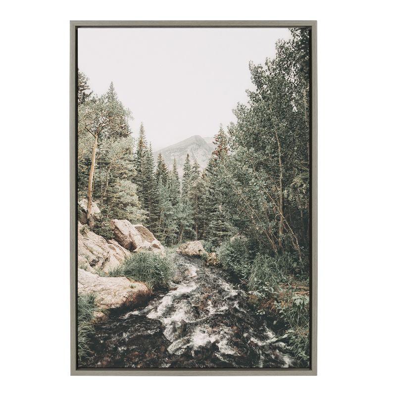 Gray Landscape Forest Scene Framed Canvas Art, 23x33