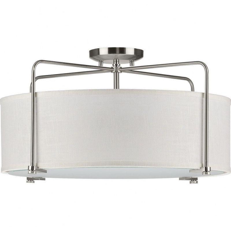 Kempsey Brushed Nickel 3-Light Semi-Flush Convertible Ceiling Light