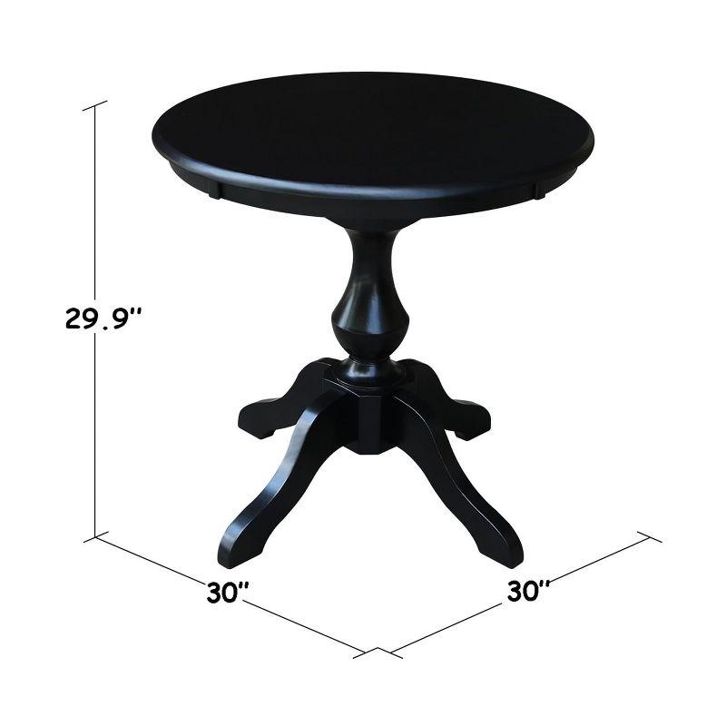 Elegant 30" Round Black Solid Wood Pedestal Dining Table