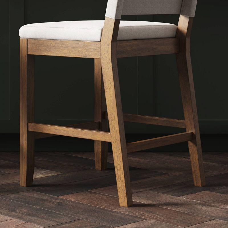 Linus Wood Upholstered Sling Back Barstool - Nathan James