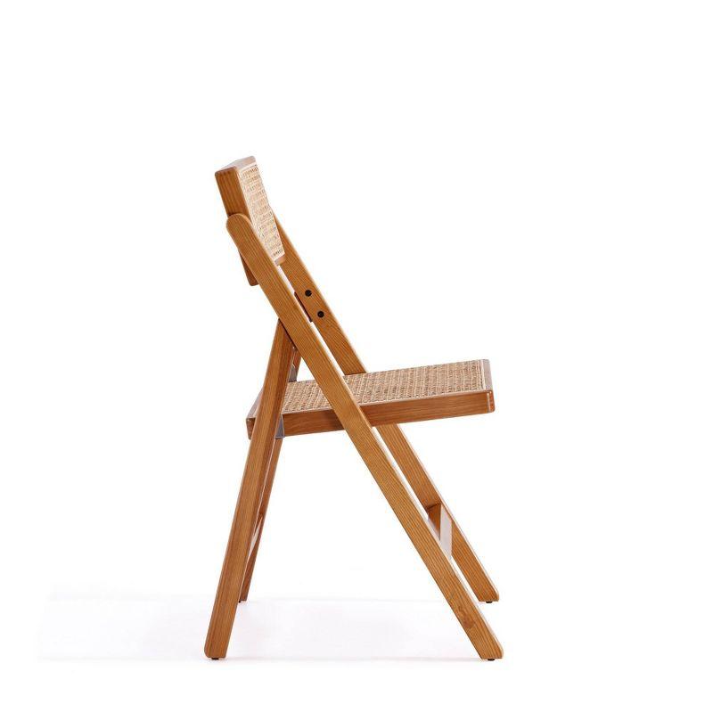 Natural Wood and Cane Folding Side Chair Set