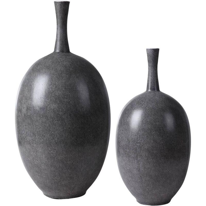 Modern Black Ceramic Decorative Vases Set of 2