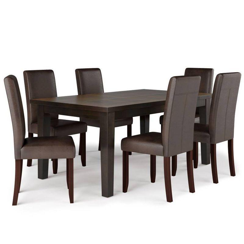 Simpli Home Acadian 7-Piece Dining Set with Solid Hardwood Table and 6 High-Back Upholstered Chairs & Reviews | Wayfair