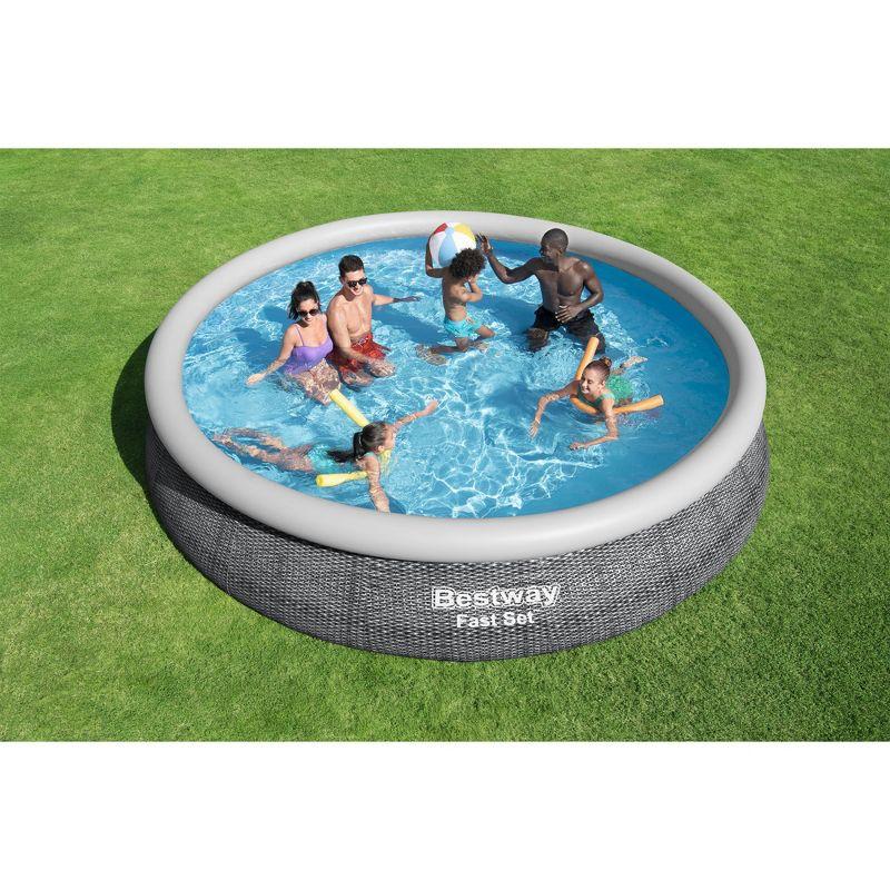 Bestway Fast Set Up Outdoor Round Inflatable Above Ground Swimming Pool Set with 330 GPH Filter Pump