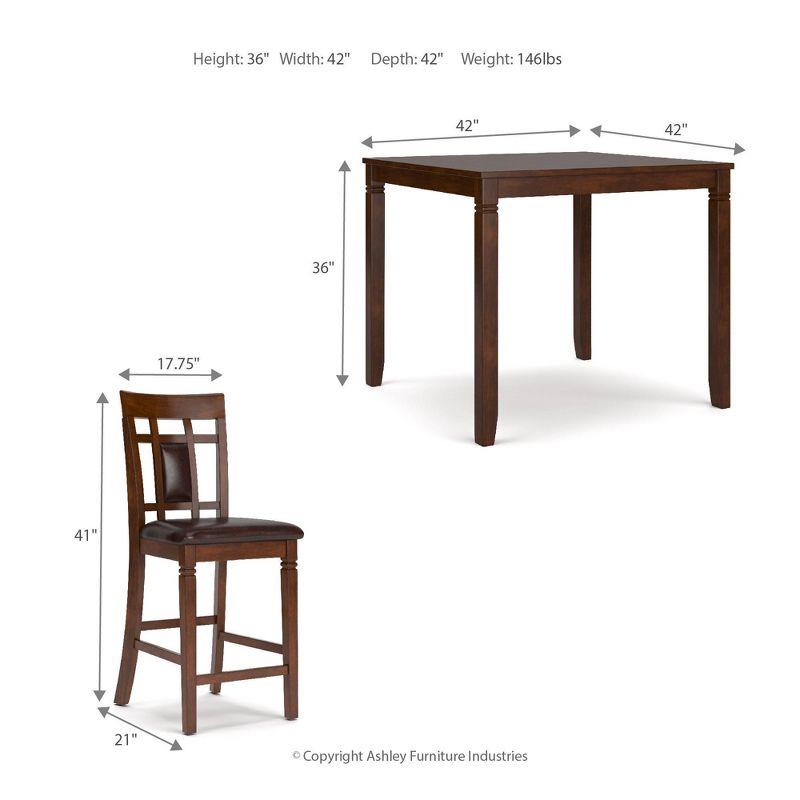 Bennox Counter Height Dining Table Set Brown: Faux Leather Stools, 5-Piece - Signature Design by Ashley
