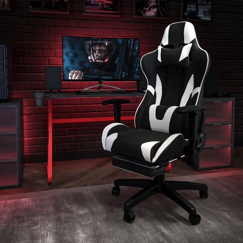 Red and Black Gaming Desk with Reclining Chair Set