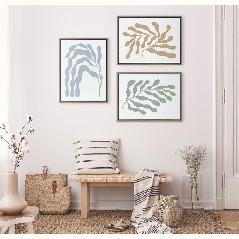 Kate and Laurel Sylvie Matisse Inspired Abstract Botanicals Framed Canvas by The Creative Bunch Studio, 3 Piece 18x24, Gray
