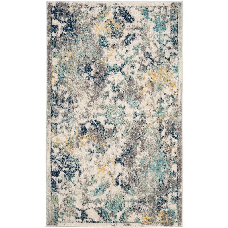 Madison Chic Metro-Mod Round Blue Synthetic Area Rug