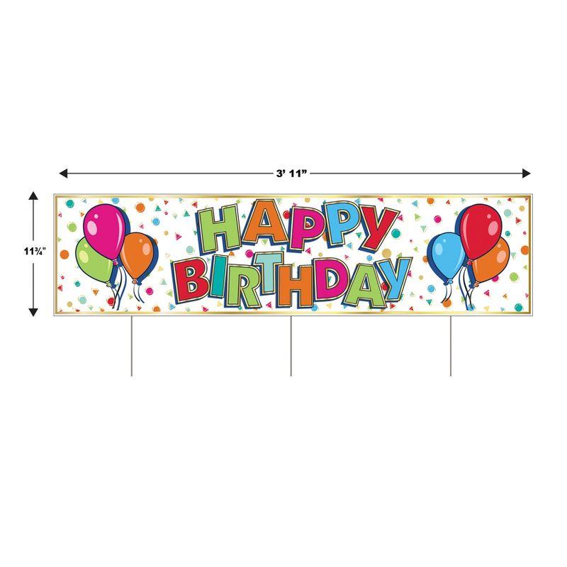 Beistle Plastic Jumbo Happy Birthday Yard Sign, 11.75" x 3' 11", (1/Pkg) Multicolored