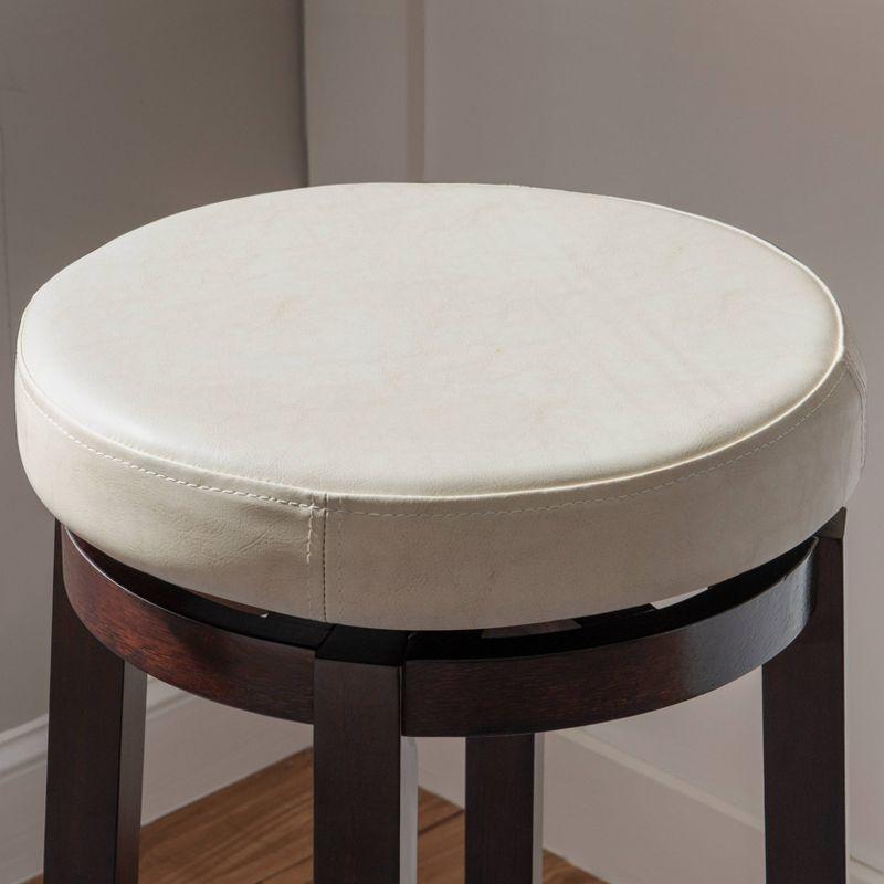 Maya Faux Leather Swivel Backless Barstool White - Linon