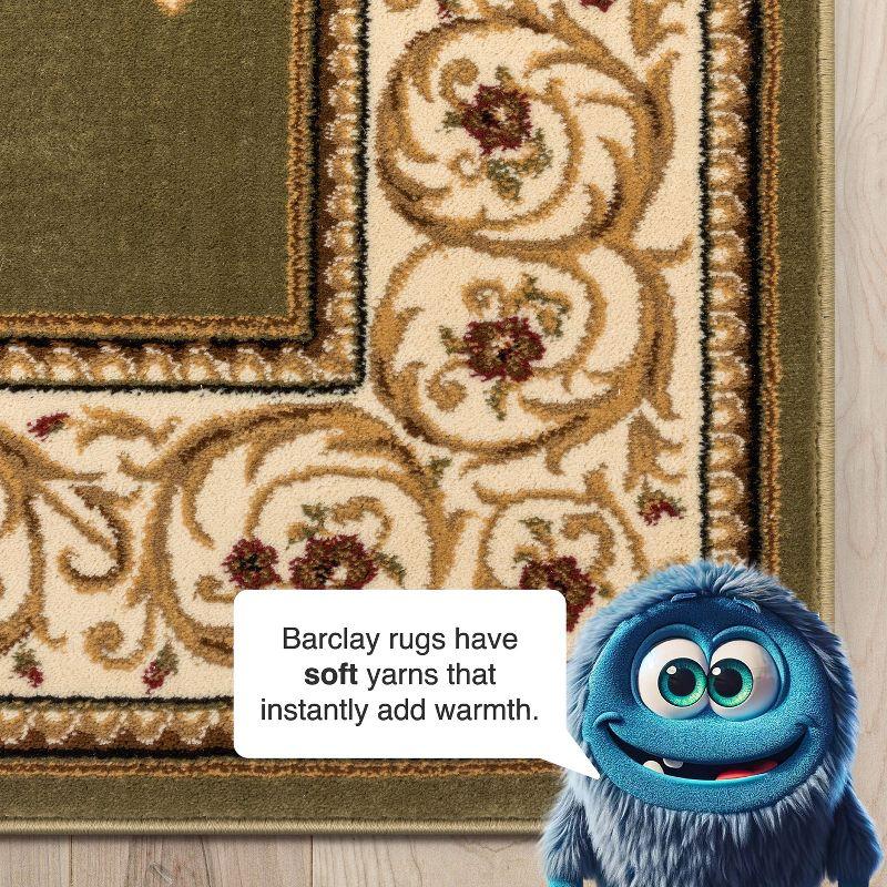 Well Woven Barclay Collection Fleur de Lis Green 7'10" x 9'10" Area Rug - for Living Room, Bedroom, and Dining Room