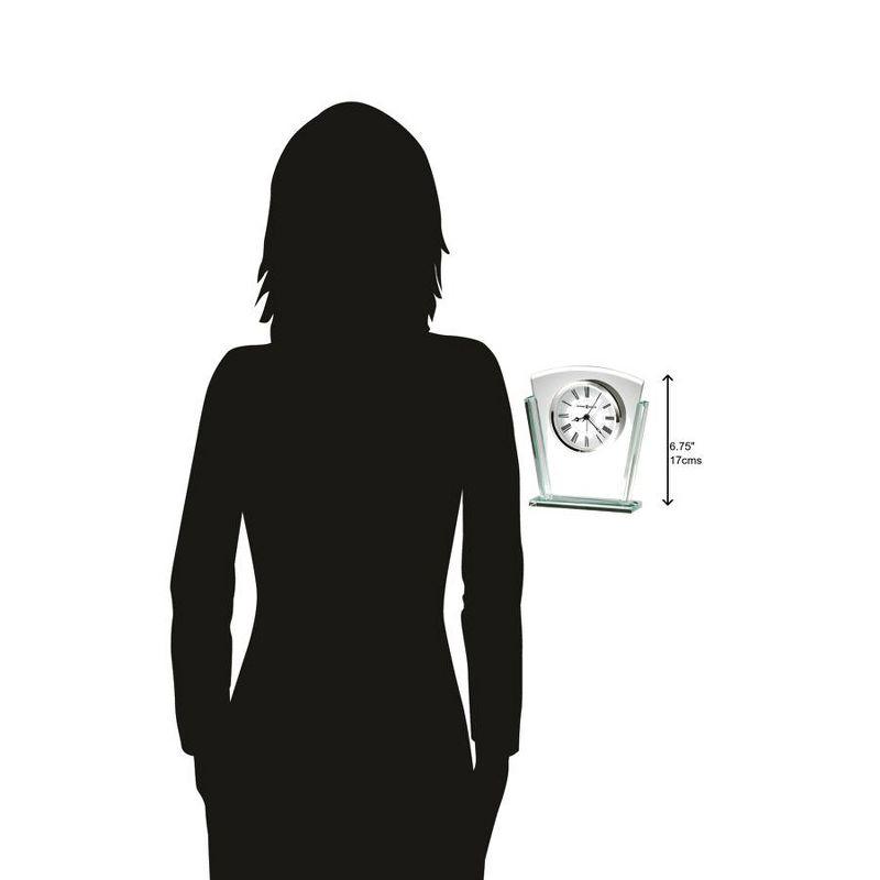 Howard Miller® Granby Modern & Contemporary Roman Numeral Glass Quartz Movement / Crystal Tabletop Clock with Alarm in Polished Silver/White/Black
