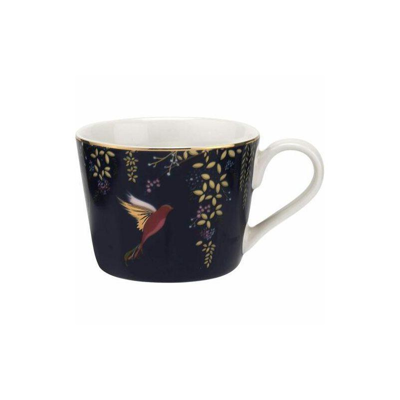 Navy Ceramic Teacup and Saucer with Gold Detailing