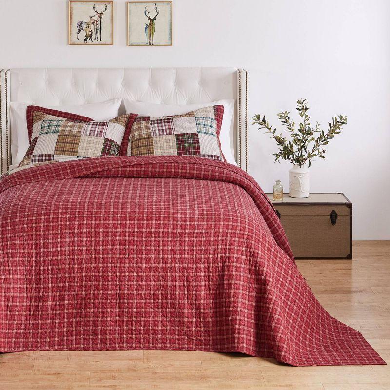 Greenland Home Fashions 3pc Oxford 100% Cotton Traditional Bedspread Bedding Set Red