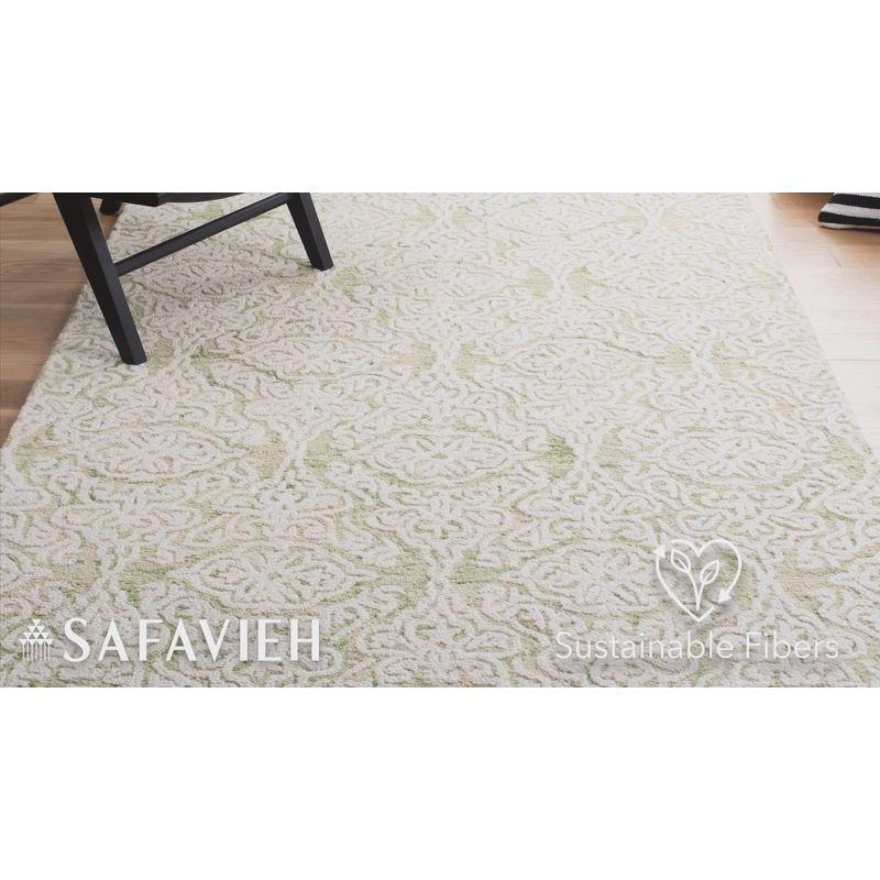 Ivory Floral Hand-Tufted Wool Area Rug 9' x 12'