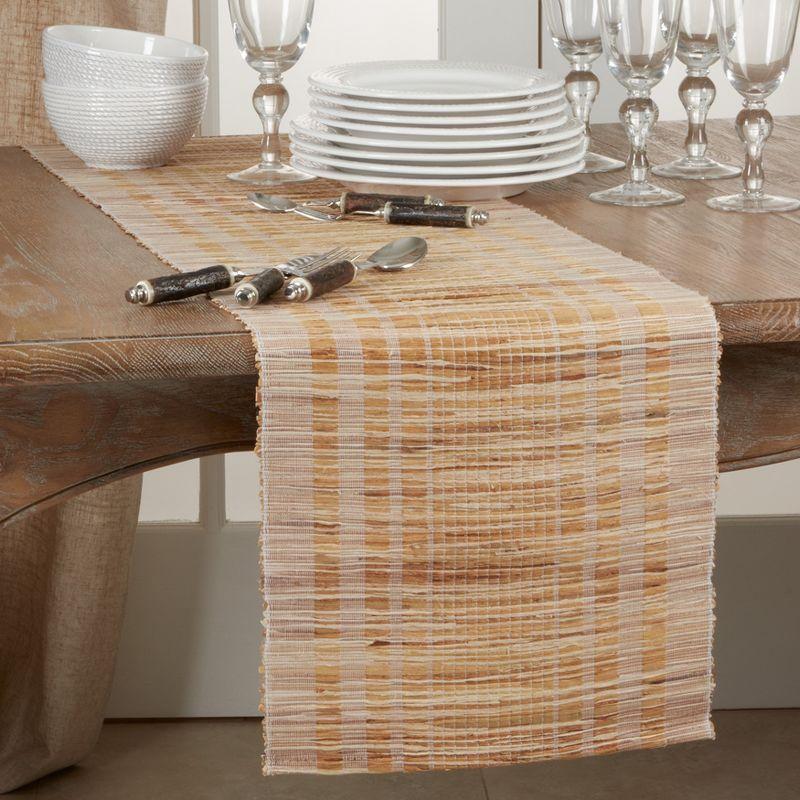 Striped Water Hyacinth and Linen Table Runner