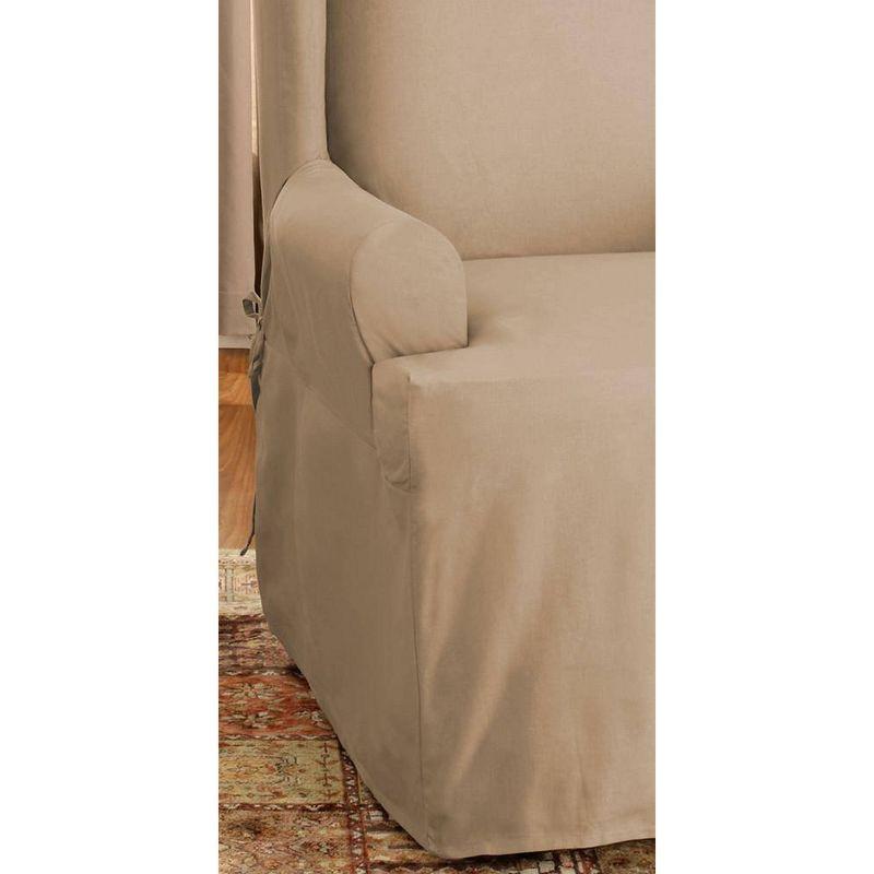 Duck Wing Chair Slipcover Tan - Sure Fit: Cotton Stretch Fit, Indoor Box Cushion Compatible, Machine Washable