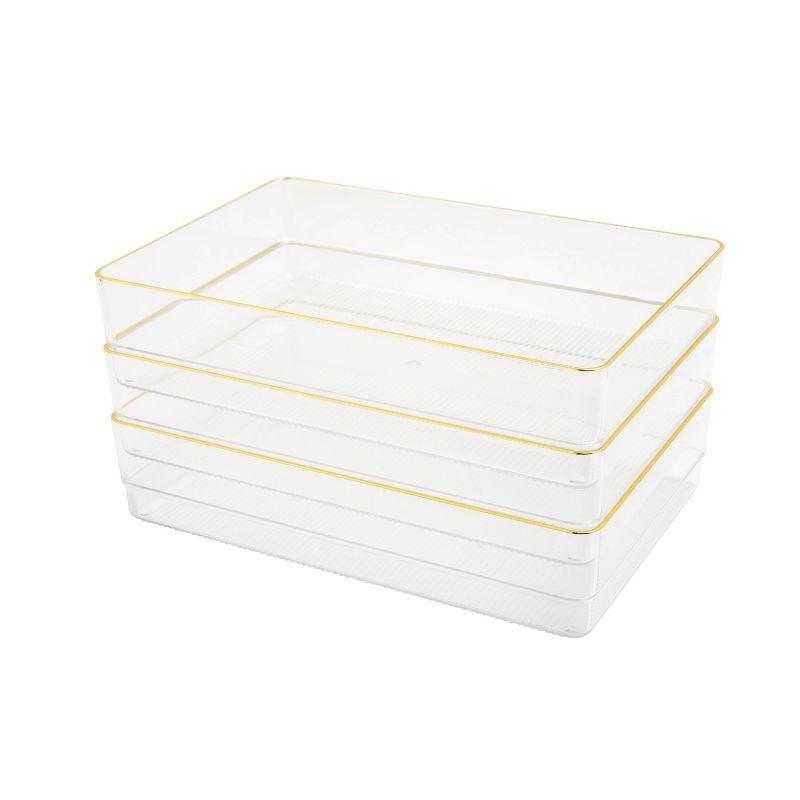 Thomas Martha Stewart Plastic Stackable Office Desk Drawer Organizers with Metallic Trim, 9" x 6"