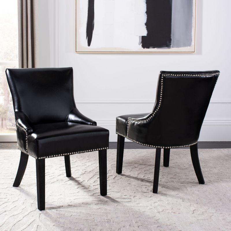 Lotus Kd 19" H Dining Chair With Nail Head Trim (Set of 2) - MCR4700 - Black - Safavieh Couture