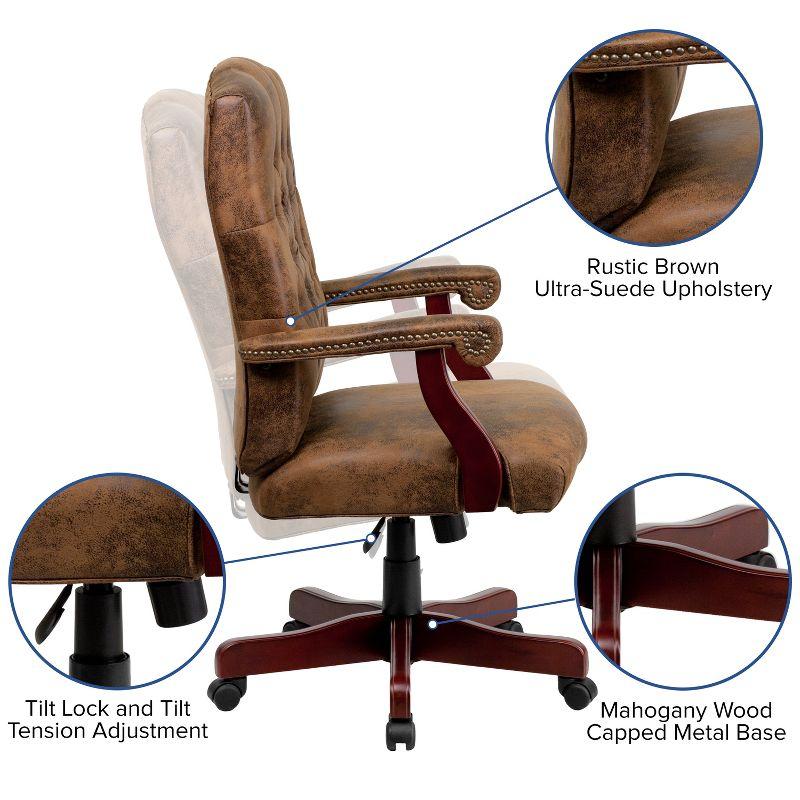 Merrick Lane High Back Tufted Home Office Chair With Height Adjustment And 360° Swivel