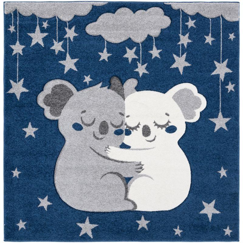 Navy and Gray Square Kids Koala Rug