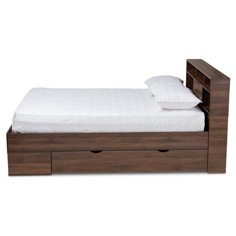 Modern Tristan Walnut Brown Queen Platform Bed with Storage