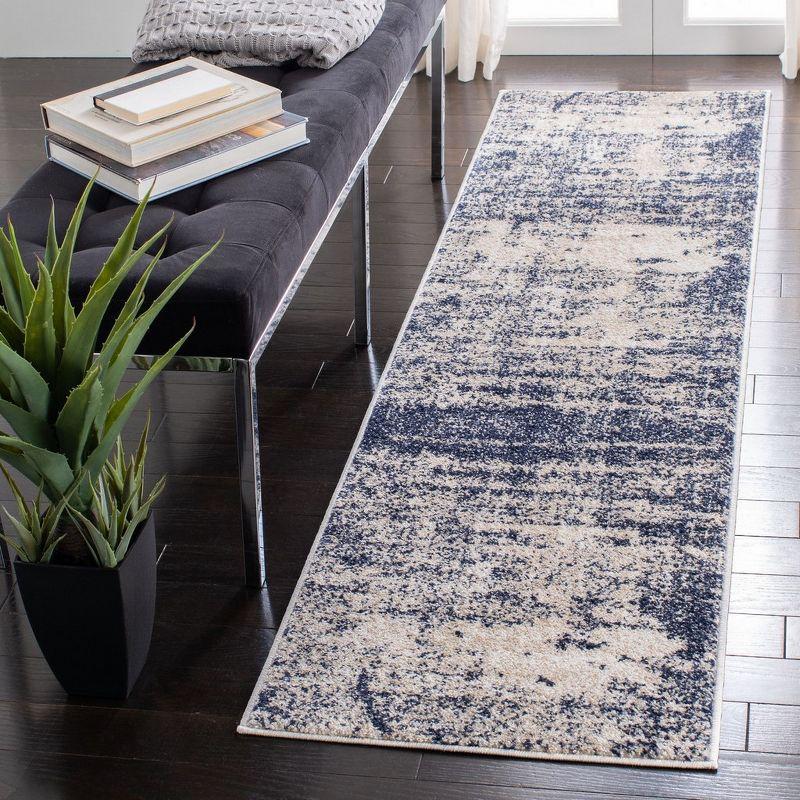 Chic Gold/Navy Synthetic Runner Rug 2'6" x 6' - Easy Care & Stain-resistant