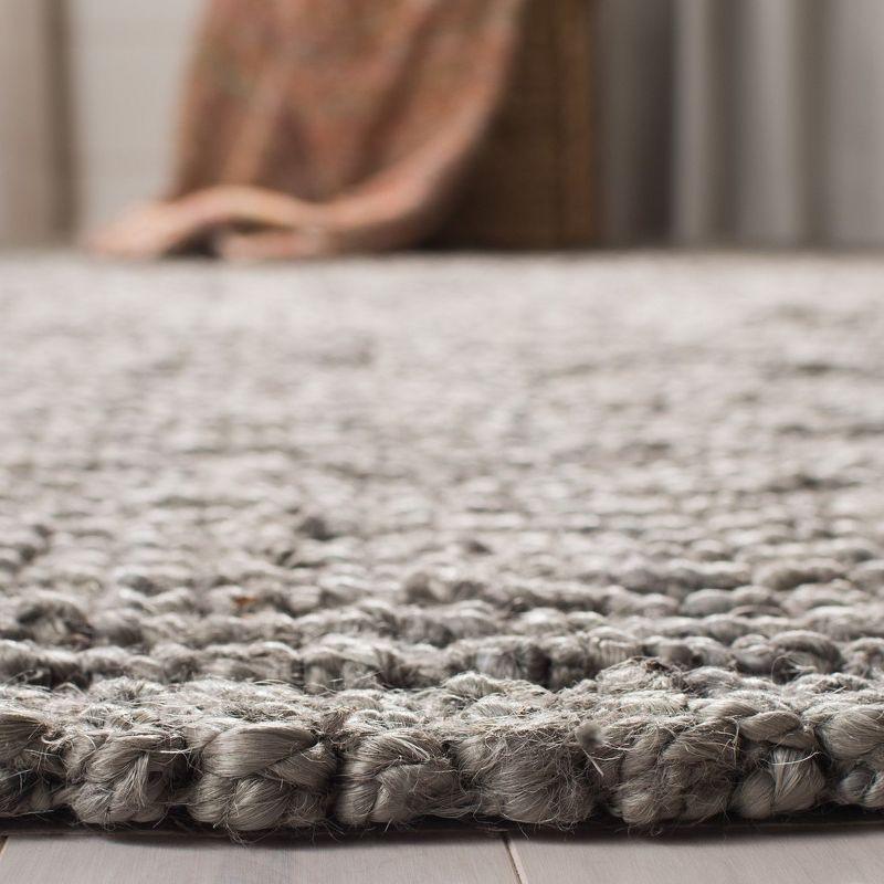 Handmade Light Gray Wool Rectangular Area Rug