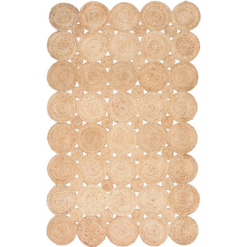 Maui Jute Circles Hand-Woven 3'x5' Black and Beige Area Rug