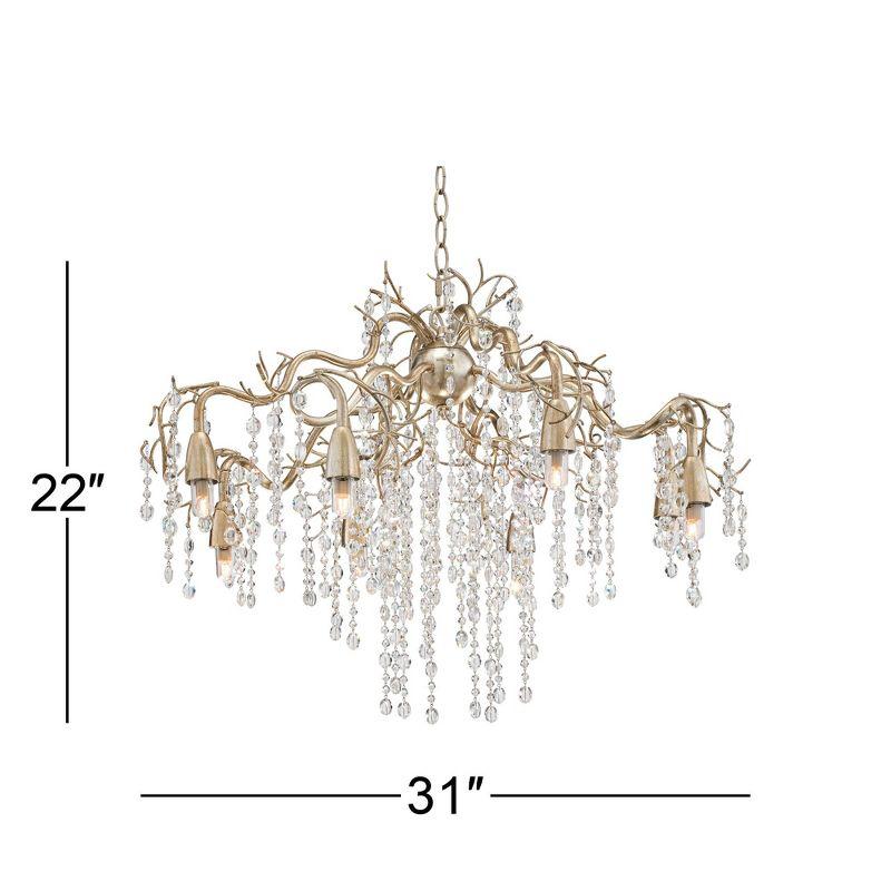 Possini Euro Design Branches Champagne Silver Chandelier 31" Wide Modern Clear Crystal 8-Light Fixture for Dining Room House Kitchen Island Entryway