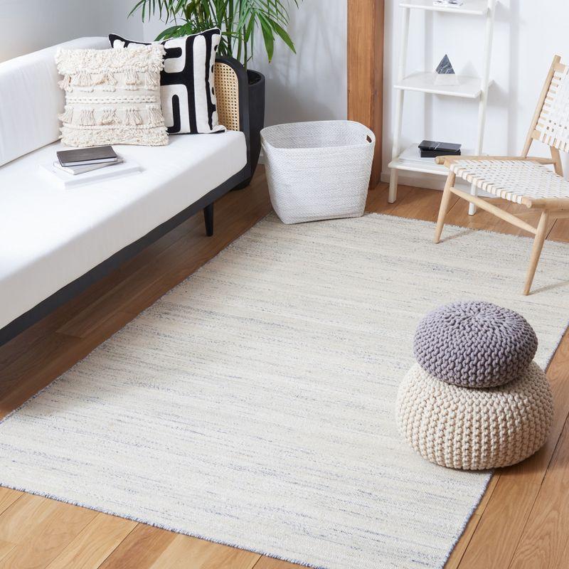 Handwoven Beige and Gray Wool Cotton Square Rug