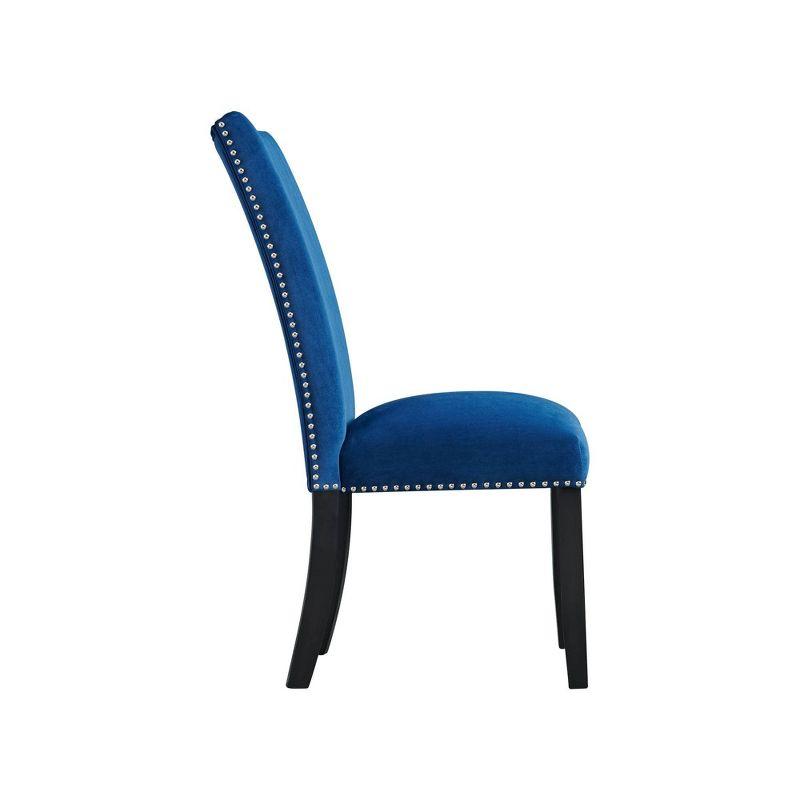 Francesca Transitional Glam Blue Velvet Upholstered Side Chair Set