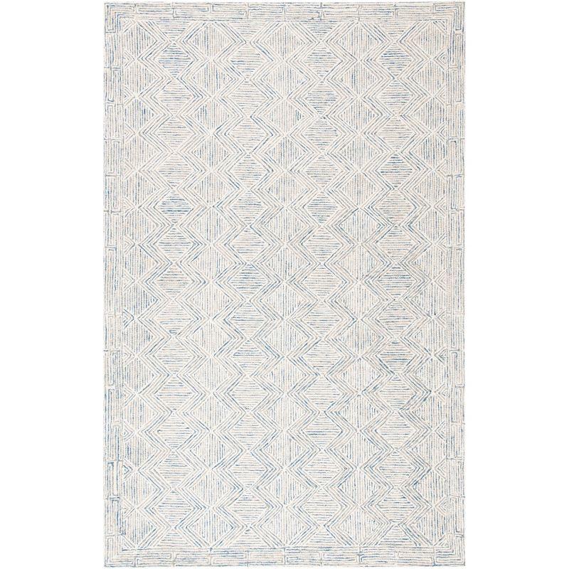 Handmade Blue Wool Tufted 5' x 8' Area Rug