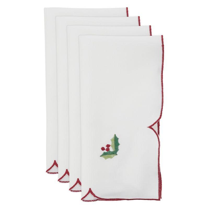 Saro Lifestyle Embroidered Christmas Napkin, 20" Square, Ivory (Set of 4)