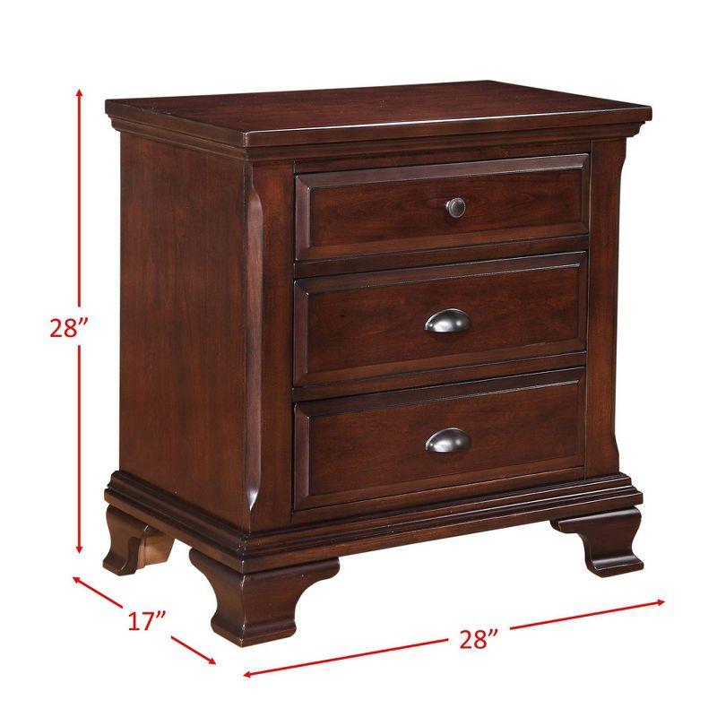 Brinley Nightstand Cherry Red - Picket House Furnishings: Mid-Century Modern Style, Laminated Finish, MDF & Metal Hardware