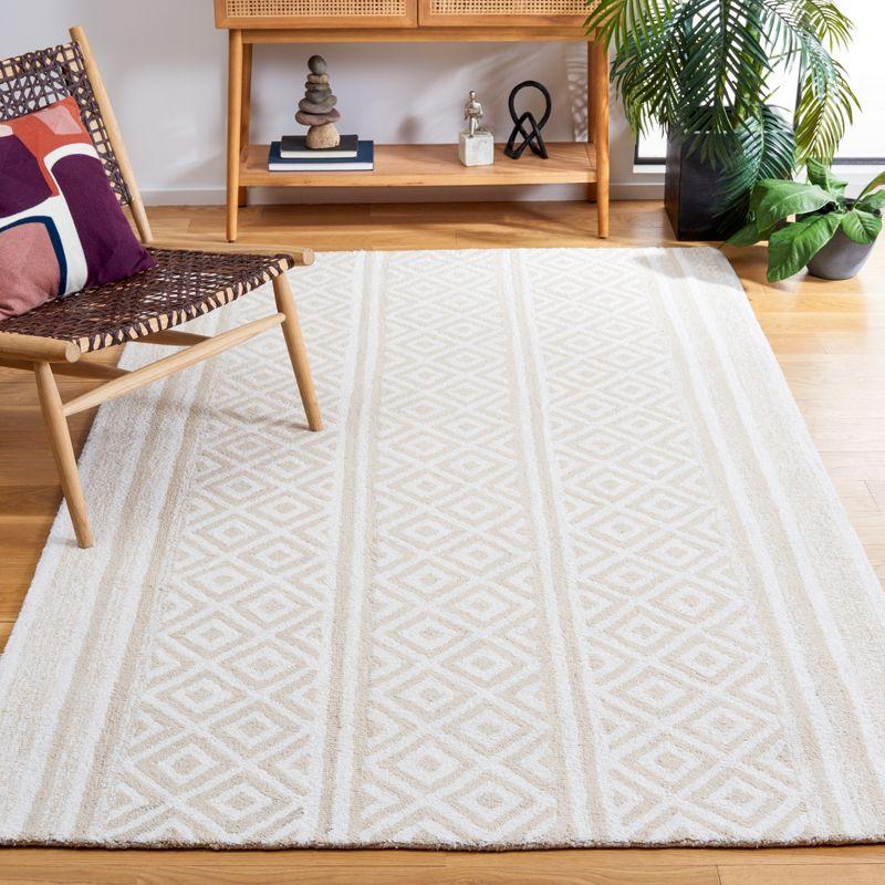 Ivory Beige Hand-Tufted Wool Viscose Rectangular Area Rug