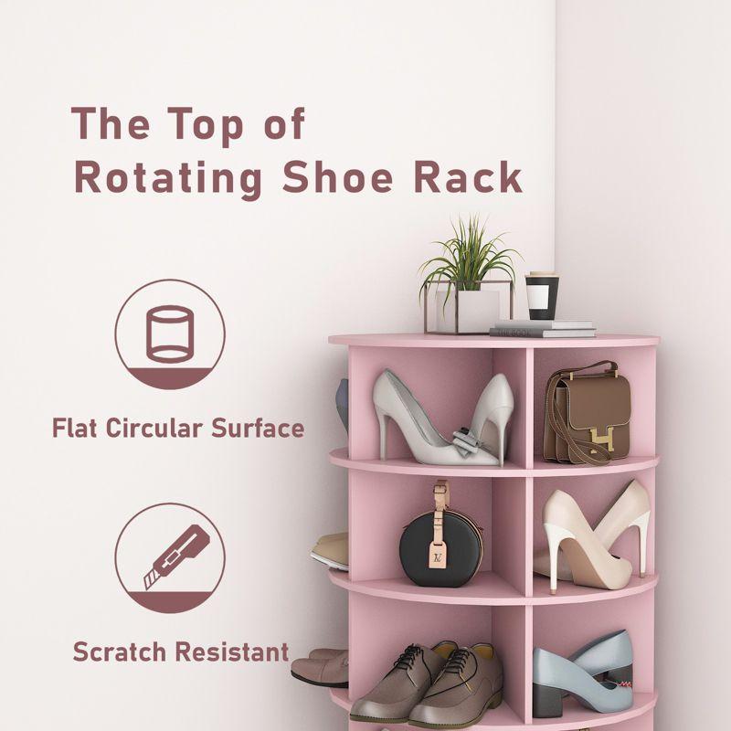 Rotating Shoe Rack Tower 360, Spinning Shoe Rack Tower 7 Tier for Closet, Entryway, Tall Shoe Storage Organizer, Holds Up to 28 Pairs of Shoes Pink